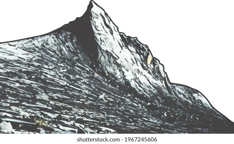 Sabah, Malaysia. Mount Kinabalu In Vector Format