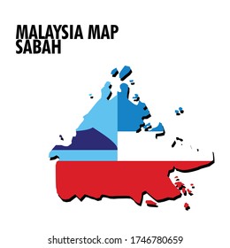 Sabah State Map Malaysia Country Flag Stock Vector (Royalty Free ...