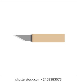 Saba-saki or Sabasaki, Japanese kitchen knife flat design vector illustration isolated on white background. A traditional Japanese kitchen knife with a steel blade and wooden handle.