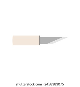 Saba-saki or Sabasaki, Japanese kitchen knife flat design vector illustration isolated on white background. A traditional Japanese kitchen knife with a steel blade and wooden handle.