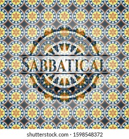 Sabbatical arabic badge background. Arabesque decoration.