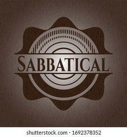 Insignia sabática con fondo de madera
