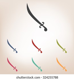 Saber black icon set. Vector illustration