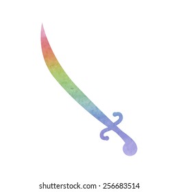 Saber black icon. Vector illustration. Watercolor effect