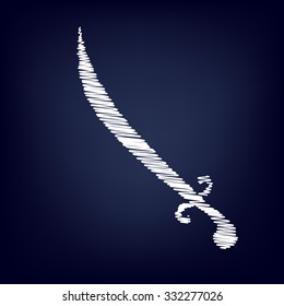 Saber black icon. Vector illustration with chalk effect  