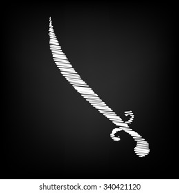 Saber black icon. Vector illustration with chalk effect 