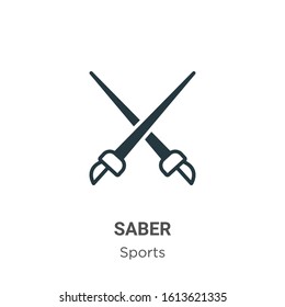 Saber glyph icon vector on white background. Flat vector saber icon symbol sign from modern sports collection for mobile concept and web apps design.