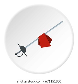 Saber icon in flat circle isolated vector illustration for web