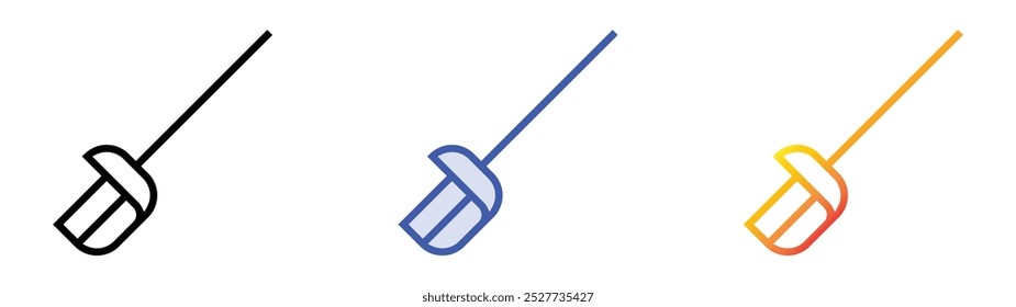 saber icon. Linear, Blue Fill and Gradient Style Design Isolated On White Background