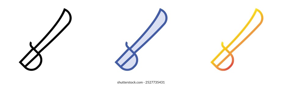 saber icon. Linear, Blue Fill and Gradient Style Design Isolated On White Background