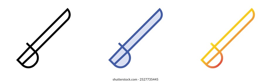 saber icon. Linear, Blue Fill and Gradient Style Design Isolated On White Background