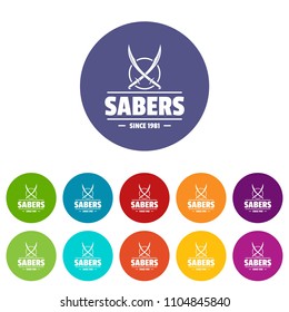 Saber icons color set vector for any web design on white background
