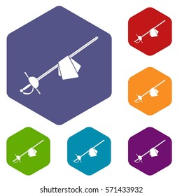 Saber icons set rhombus in different colors isolated on white background