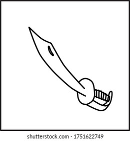 Saber. Single element of pirates set. Outline. Doodle style