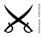 Saber swords / blades crossed, fight or battle flat vector icon for games and websites