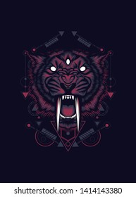 Saber tooth head with sacred geometry pattern