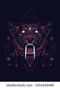 Saber tooth head with sacred geometry pattern