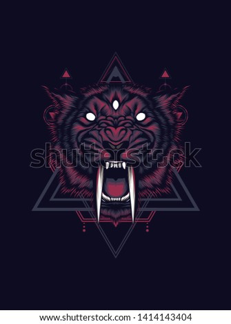 Saber tooth head with sacred geometry pattern