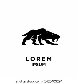 saber tooth logo black logo icon design vector illustration