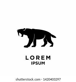 saber tooth logo black logo icon design vector illustration