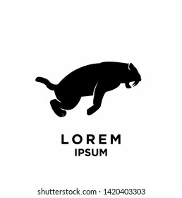 saber tooth logo black logo icon design vector illustration