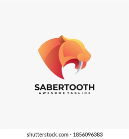 Saber tooth logo design vector and modern color