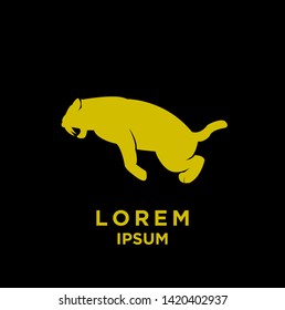 saber tooth logo gold black logo icon design vector illustration