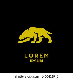 saber tooth logo gold black logo icon design vector illustration