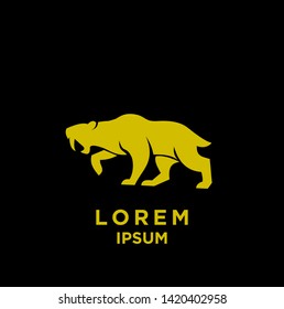 saber tooth logo gold black logo icon design vector illustration