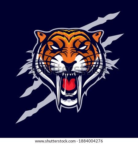 Saber tooth tiger head mascot logo template