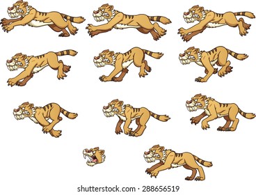 Saber tooth tiger running. Vector clip art illustration with simple gradients. Each on a separate layer.