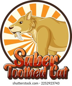Saber toothed cat cartoon character logo illustration