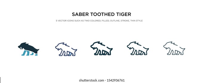 saber toothed tiger icon in different style vector illustration. two colored and black saber toothed tiger vector icons designed in filled, outline, line and stroke style can be used for web,