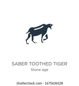 Saber toothed tiger icon vector. Trendy flat saber toothed tiger icon from stone age collection isolated on white background. Vector illustration can be used for web and mobile graphic design, logo, 