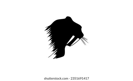 Saber toothed tiger silhouette, high quality vector