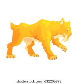 A saber toothed tiger, a stone age character, colorful vector illustration