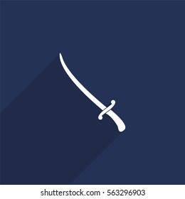 Saber vector icon with long shadow isolated on  blue