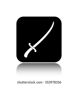 saber vector icon on black button with reflection