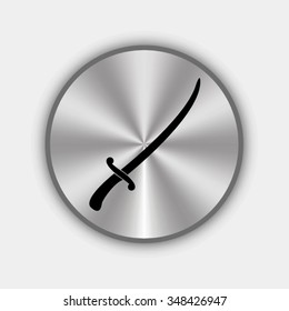 saber vector icon on round metallic button
