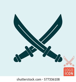 Sabers Icon. Crossed Pirate Sword Or Knives. Vector Illustration.