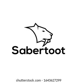 Sabertooth Head Logo Design Vector 