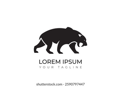 Sabertooth logo silhouette design with long fangs, simple sabertooth logo, head logo	