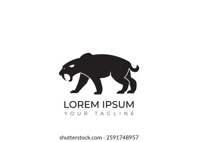 Sabertooth logo silhouette design with long fangs, simple sabertooth logo, head logo	