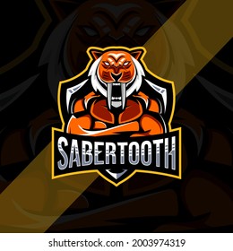 Sabertooth mascot logo esport design