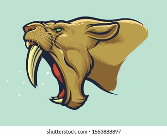 Sabertooth tiger head for patch design or sport teams logos