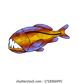 saber-toothed fish, sea monster, color mosaic
