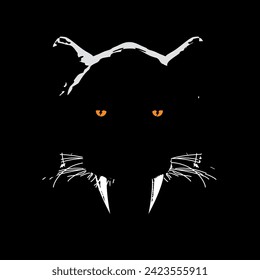 Saber-toothed tiger head t-shirt design in the dark.