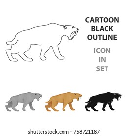 Saber-toothed tiger icon in cartoon style isolated on white background. Stone age symbol stock vector illustration.