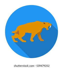 Saber-toothed tiger icon in flat style isolated on white background. Stone age symbol stock vector illustration.
