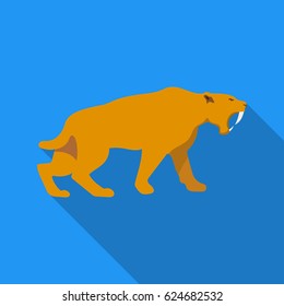 Saber-toothed tiger icon in flate style isolated on white background. Stone age symbol stock vector illustration.